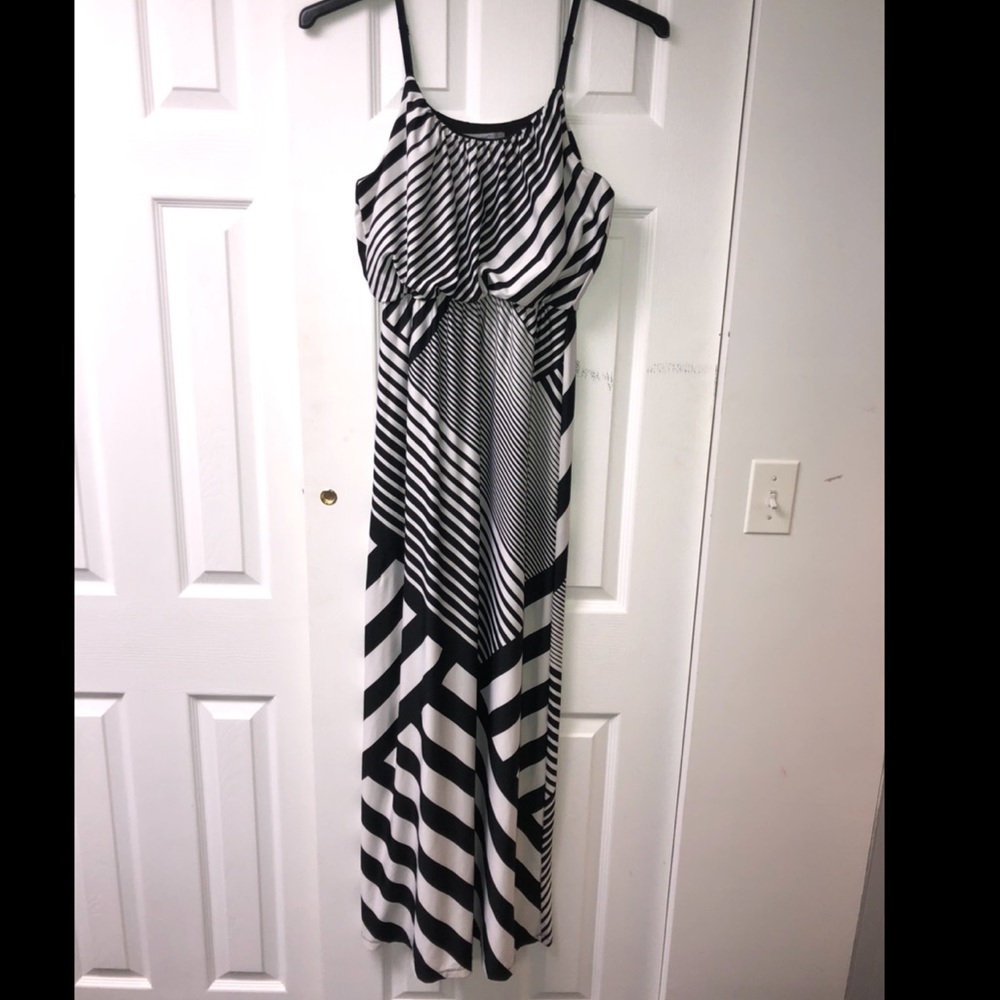 Black and white striped maxi dress